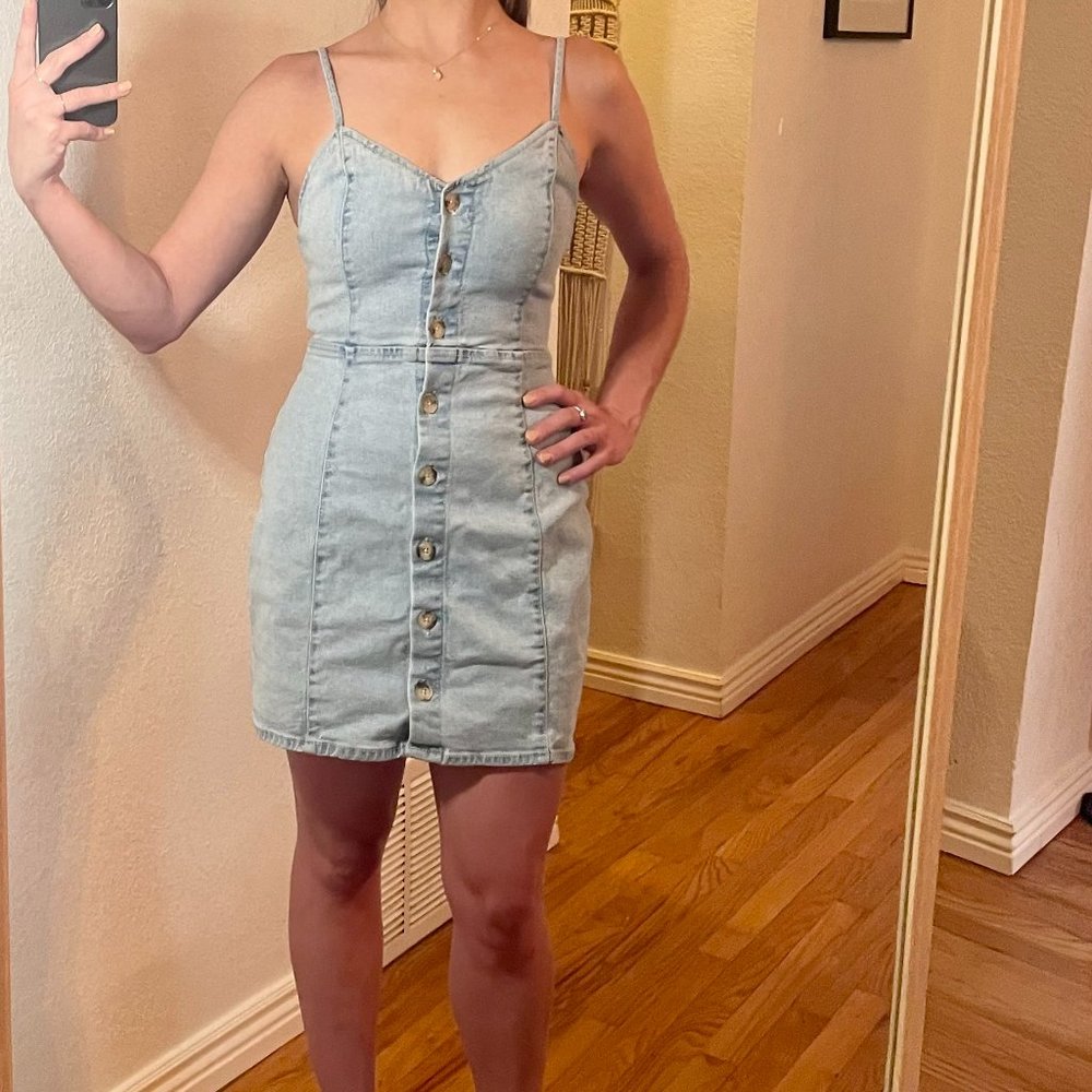 Zara Denim Jean Button Down Tank Dress
